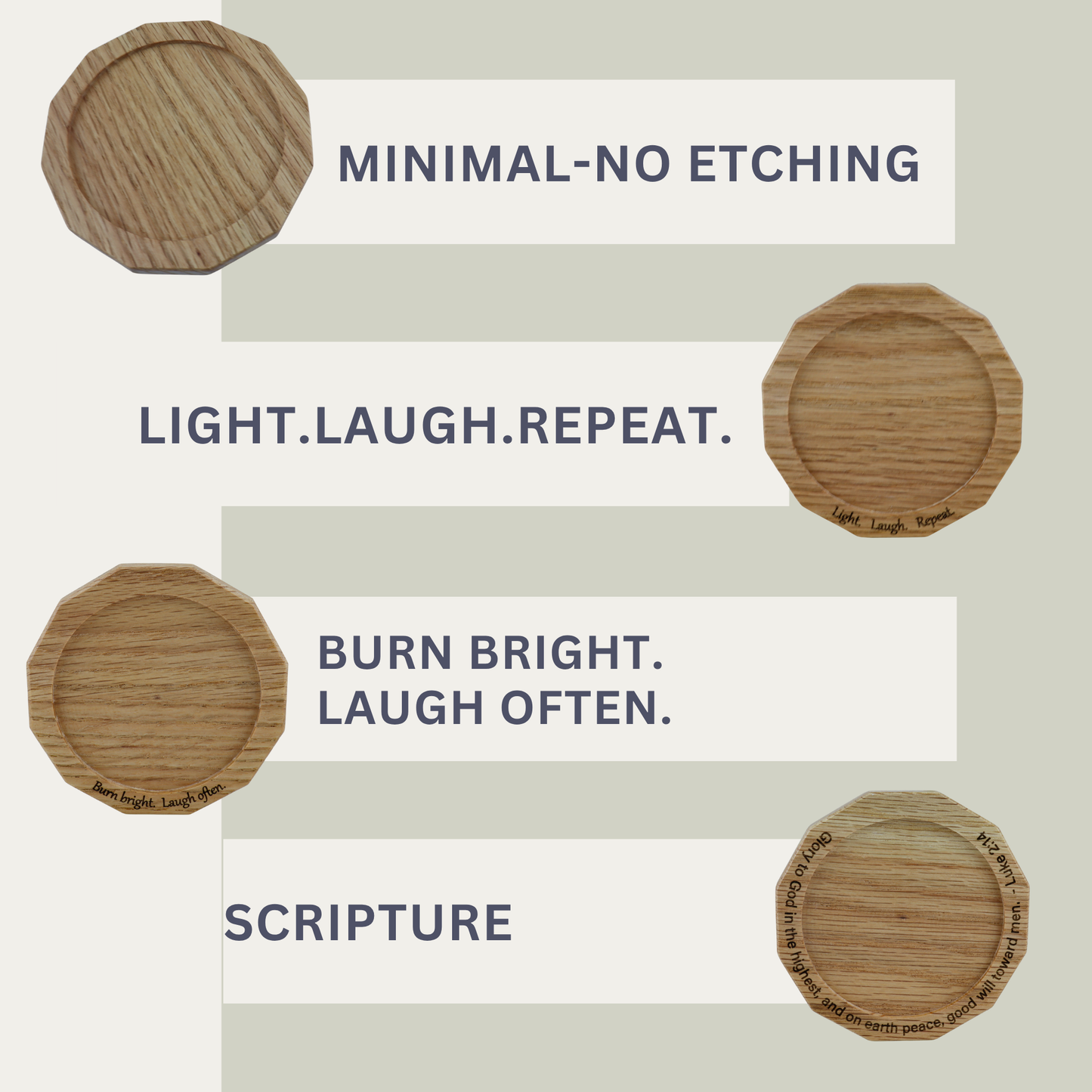 Handcrafted Oak Candle Stand | Fits All LFC Candles | Laser Etched Options