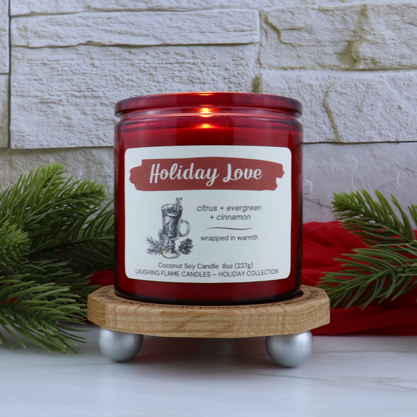 Handcrafted Oak Candle Stand | Fits All LFC Candles | Laser Etched Options