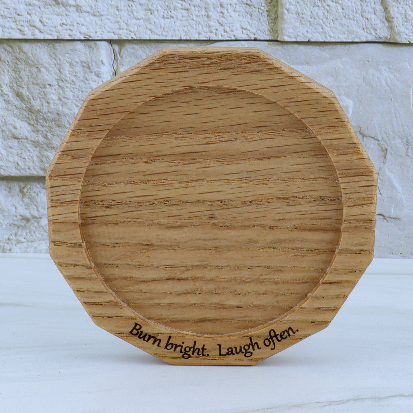 Handcrafted Oak Candle Stand | Fits All LFC Candles | Laser Etched Options