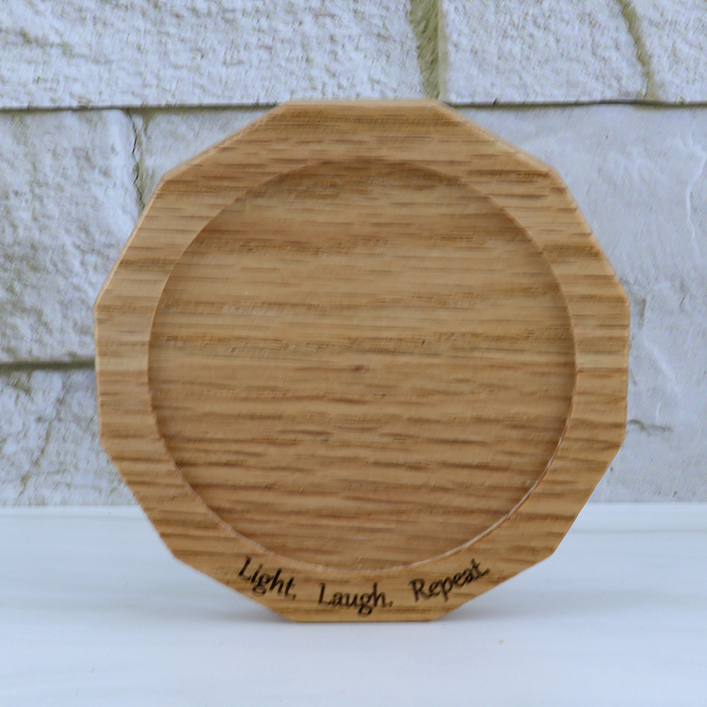Handcrafted Oak Candle Stand | Fits All LFC Candles | Laser Etched Options